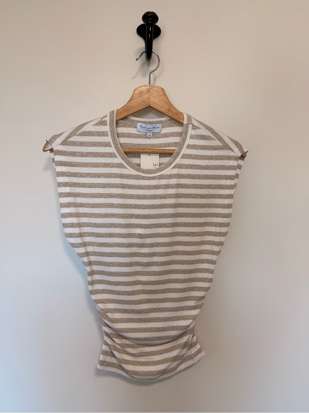 EverEve Joni Stripe Crew Neck Top Oatmeal Stripe XS
